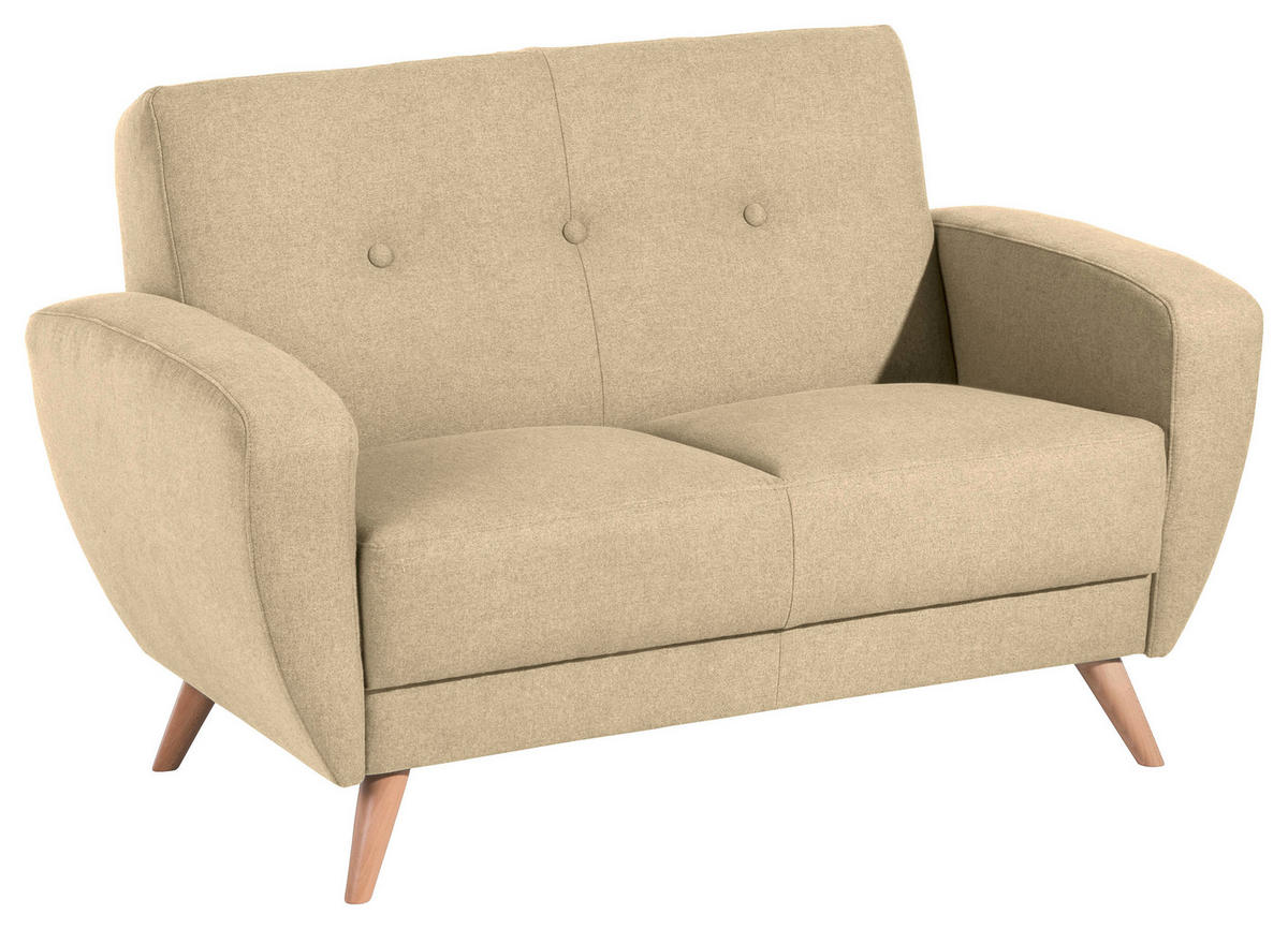2-SITZER-SOFA in Samt, Velours Beige  - Beige/Naturfarben, Design, Holz/Textil (136/85/82cm) - Max Winzer
