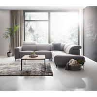 ECKSOFA Grau Flachgewebe  - Schwarz/Grau, Design, Textil/Metall (290/238cm) - Pure Home Lifestyle