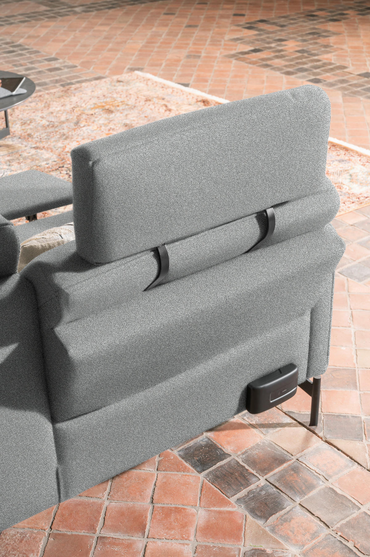 ECKSOFA in Flachgewebe, Struktur Hellgrau  - Anthrazit/Hellgrau, Design, Textil/Metall (254/230cm) - Johann Jakob