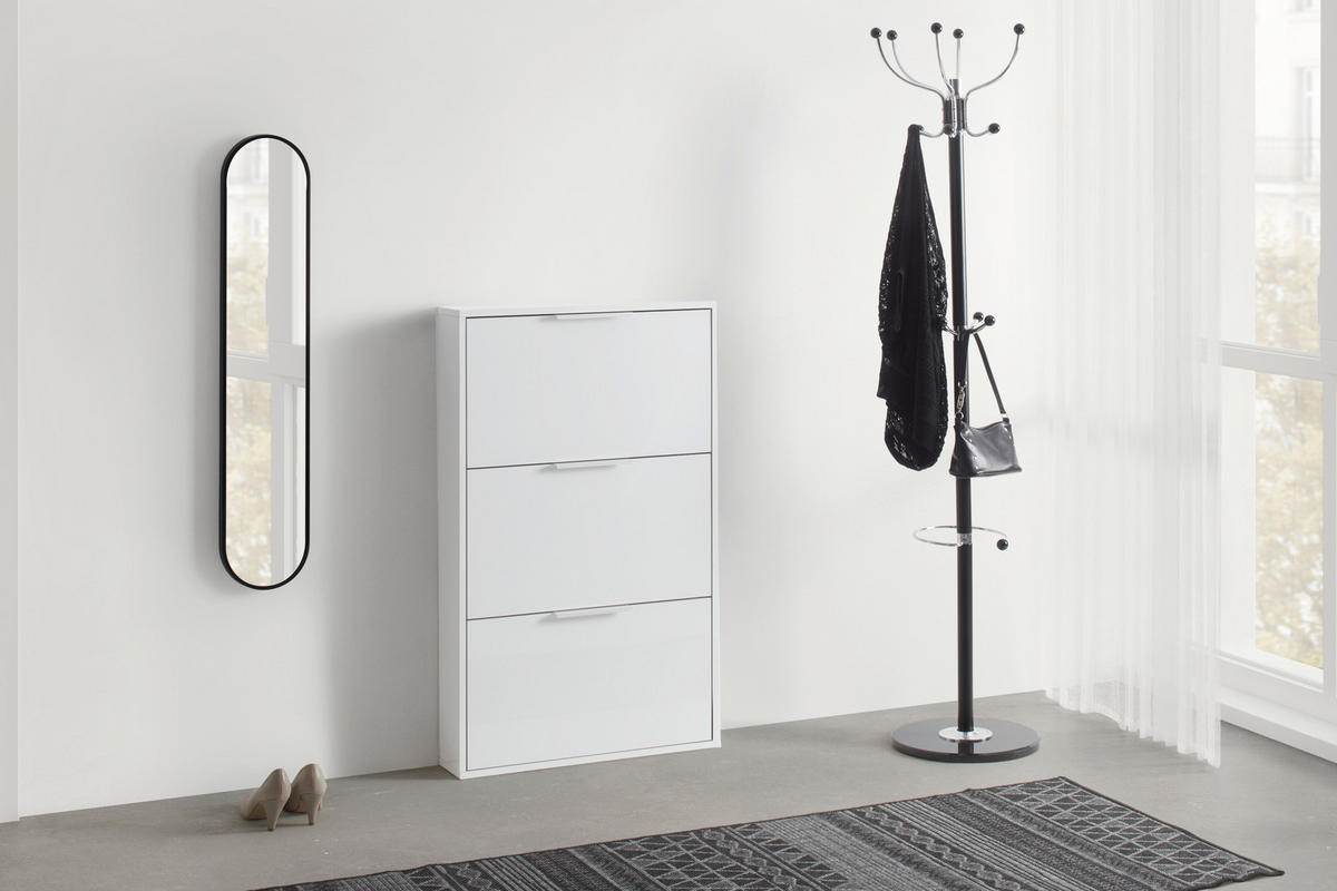 OMARA Z LOPUTAMI ZA ČEVLJE bela, visoki sijaj - bela/visoki sijaj, Design, leseni material (65/105,5/15cm) - Carryhome