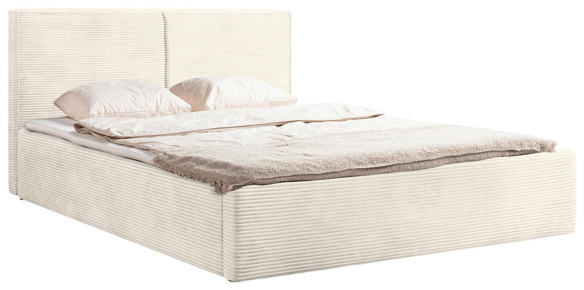 POLSTERBETT Lattenrost, Bettkasten 180/200 cm  in Creme  - Creme/Schwarz, MODERN, Holz/Textil (180/200cm) - MID.YOU