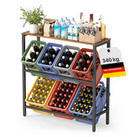 GETRÄNKEKISTENREGAL  - Schwarz/Braun, Basics, Holzwerkstoff/Kunststoff (70.4/117,3/40cm)