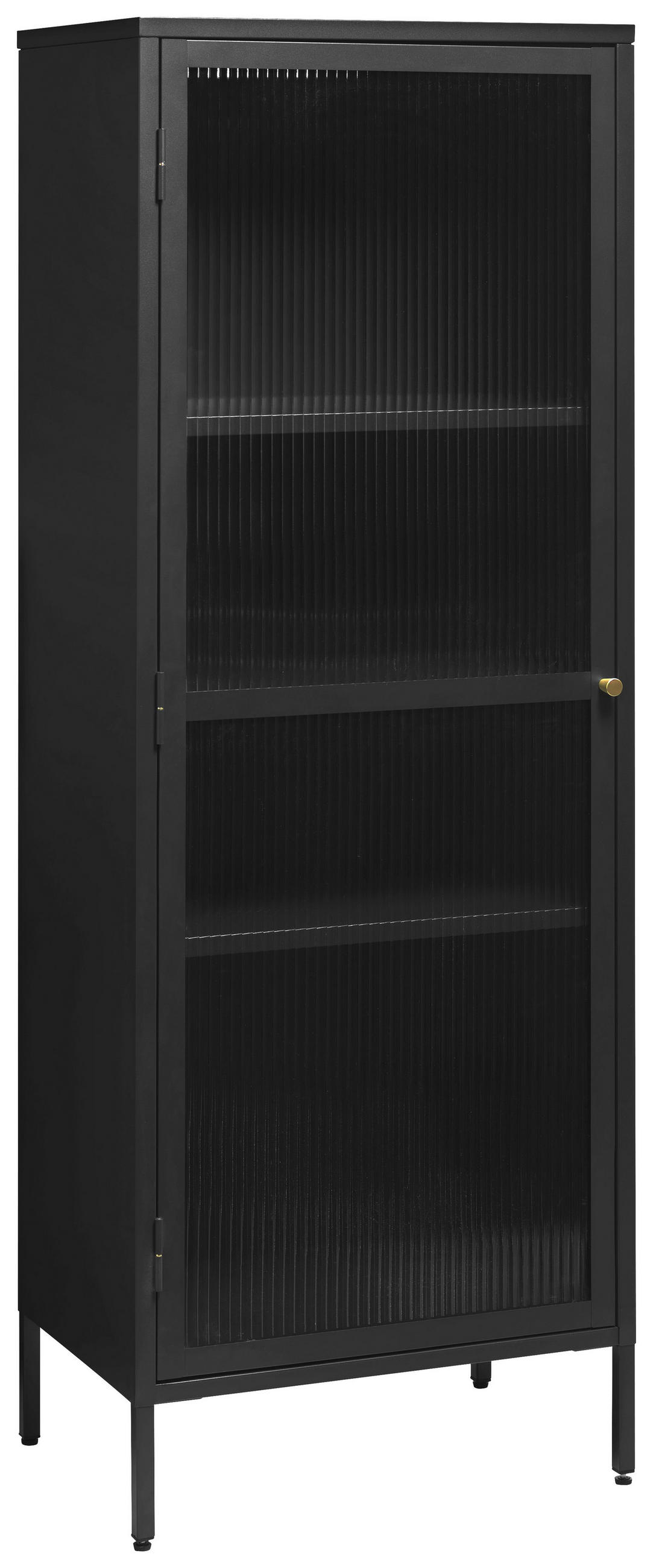 VITRINE Schwarz, Goldfarben  58/160/40 cm  - Goldfarben/Schwarz, Design, Glas/Metall (58/160/40cm) - Lomoco