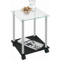 BEISTELLTISCH 34/34/45 cm Schwarz, Chromfarben quadratisch  - Chromfarben/Schwarz, Design, Glas/Kunststoff (34/34/45cm)