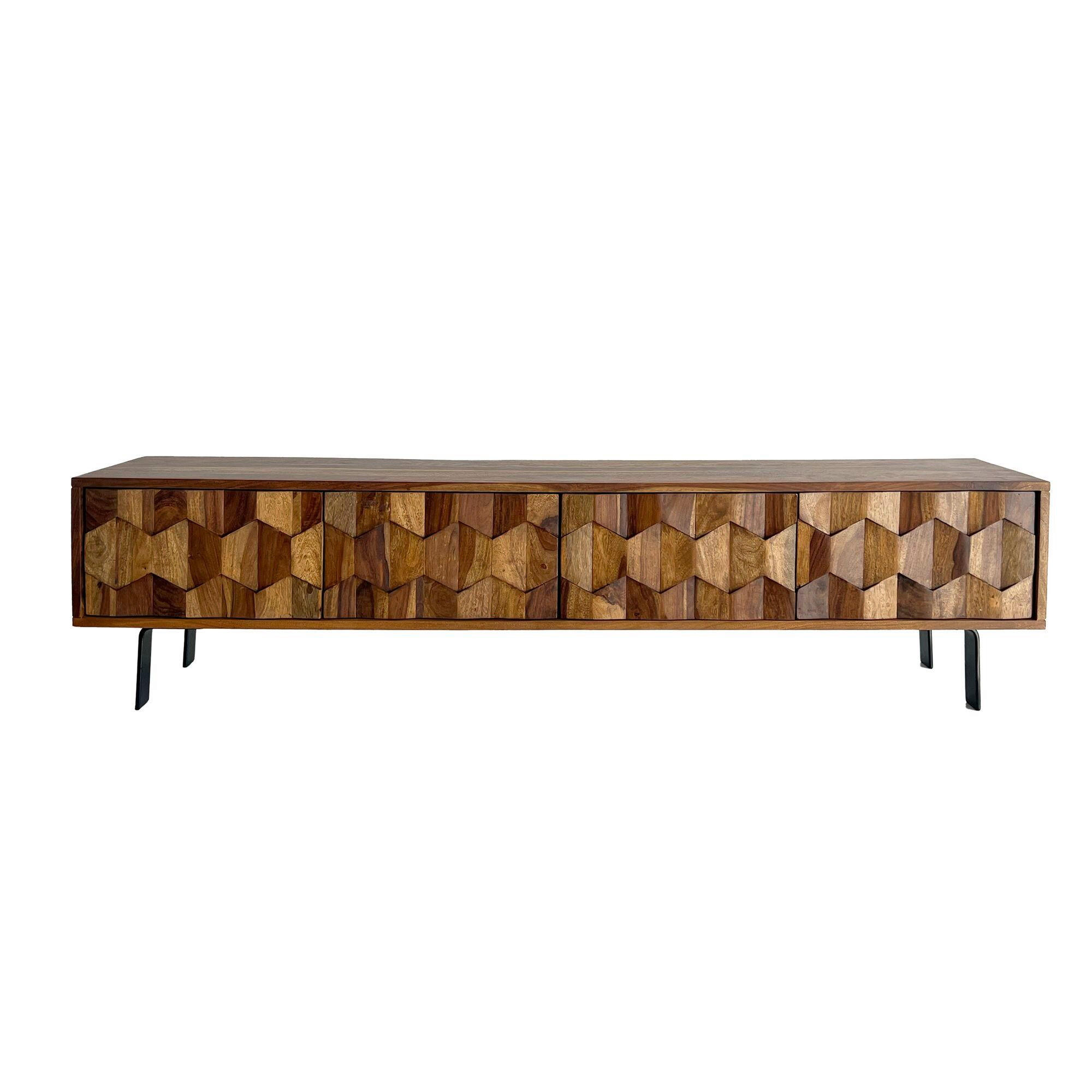 TV-BÄNK  i 160/40/35 cm  - sheshamfärgad/svart, Natur, metall/trä (160/40/35cm) - Livetastic