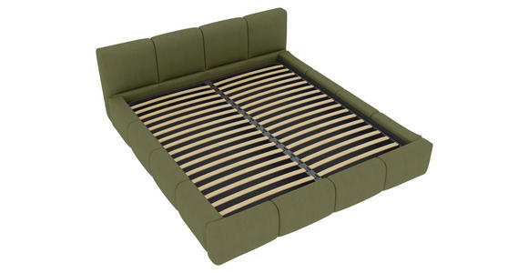 POLSTERBETT 180/200 cm,  in Grün, Lattenrost, Bettkasten,  - Schwarz/Grün, Design, Holz/Textil (180/200cm) - Xora