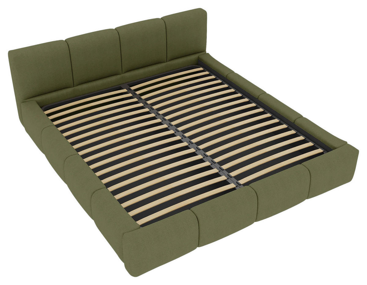 POLSTERBETT 180/200 cm,  in Grün, Lattenrost, Bettkasten,  - Schwarz/Grün, Design, Holz/Textil (180/200cm) - Xora