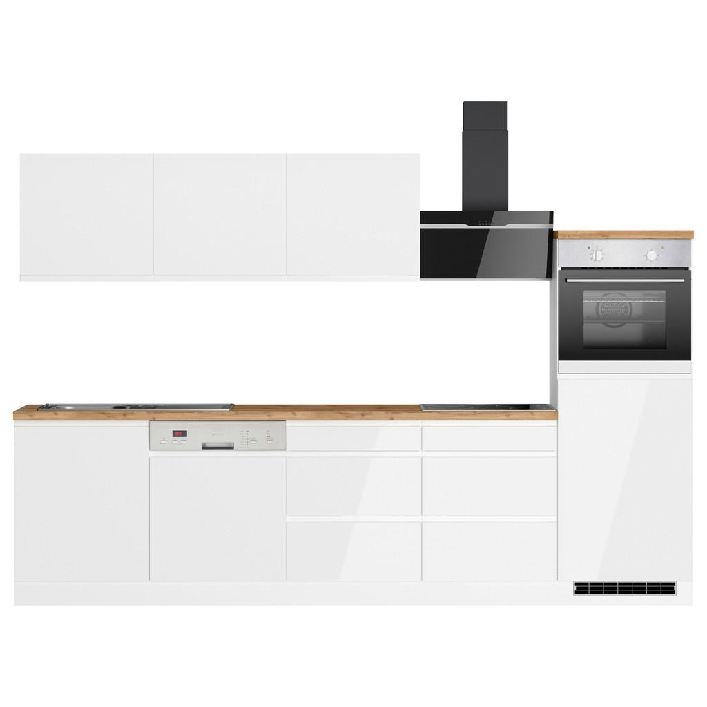 Thumbnail - Held Küchenblock Monza, Weiß, Eiche Wotan, Weiß Hochglanz, Holzwerkstoff, 6 Schubladen, seitenverkehrt montierbar, nur w...