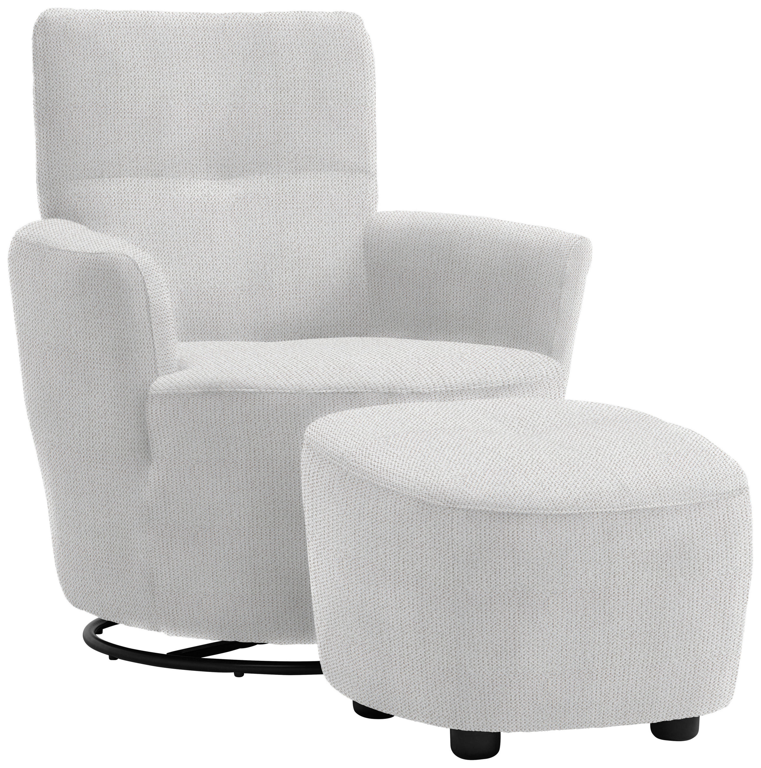 SESSEL in Chenille, Flachgewebe Grauweiss  - Schwarz/Grauweiss, Design, Textil/Metall (81/92/84cm) - Xora