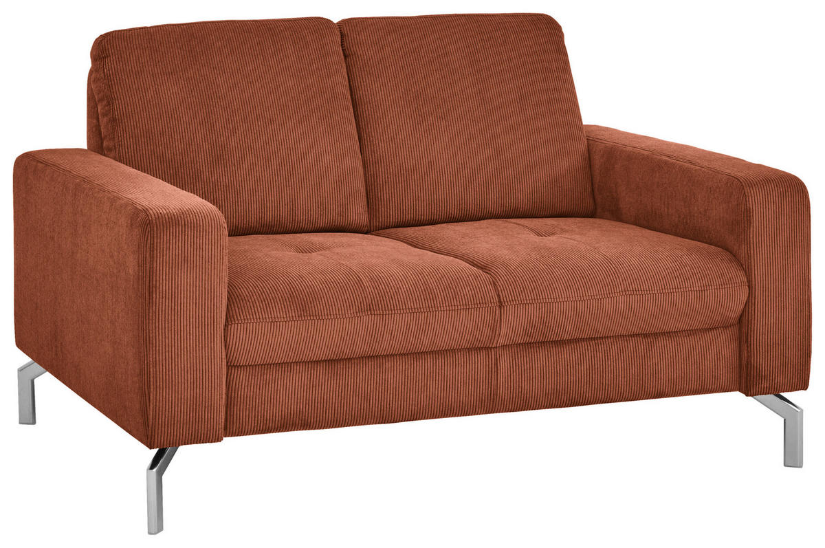 2-SITZER-SOFA  in Feincord Rostfarben  - Chromfarben/Rostfarben, Design, Textil/Metall (142/87/105cm) - Beldomo Style