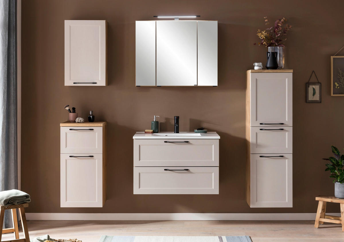 MIDISCHRANK 40/130/35 cm  - Kaschmir/Eiche Wotan, ROMANTIK / LANDHAUS, Holzwerkstoff/Kunststoff (40/130/35cm) - Xora