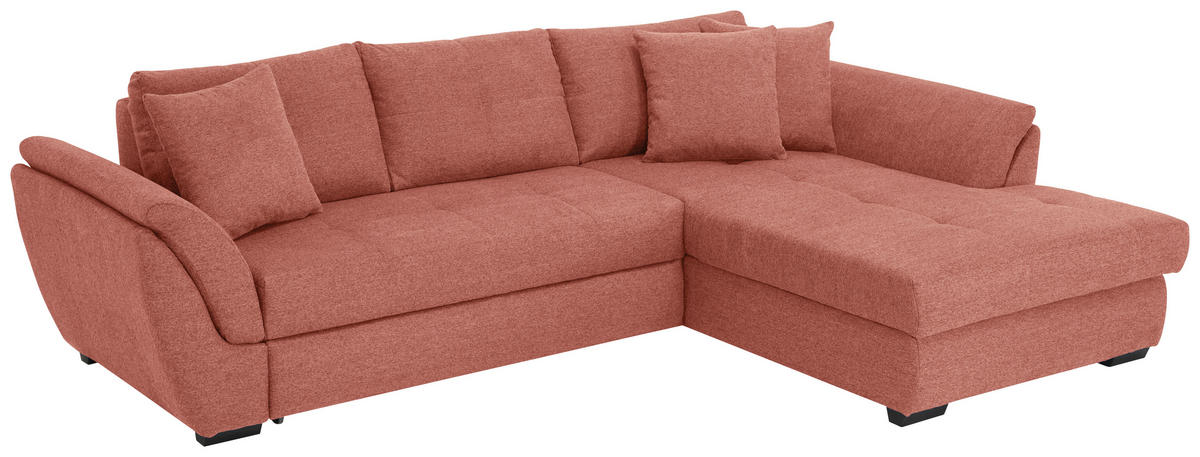 ECKSOFA in Webstoff Koralle  - Koralle/Schwarz, Design, Kunststoff/Textil (278/187cm) - Livetastic
