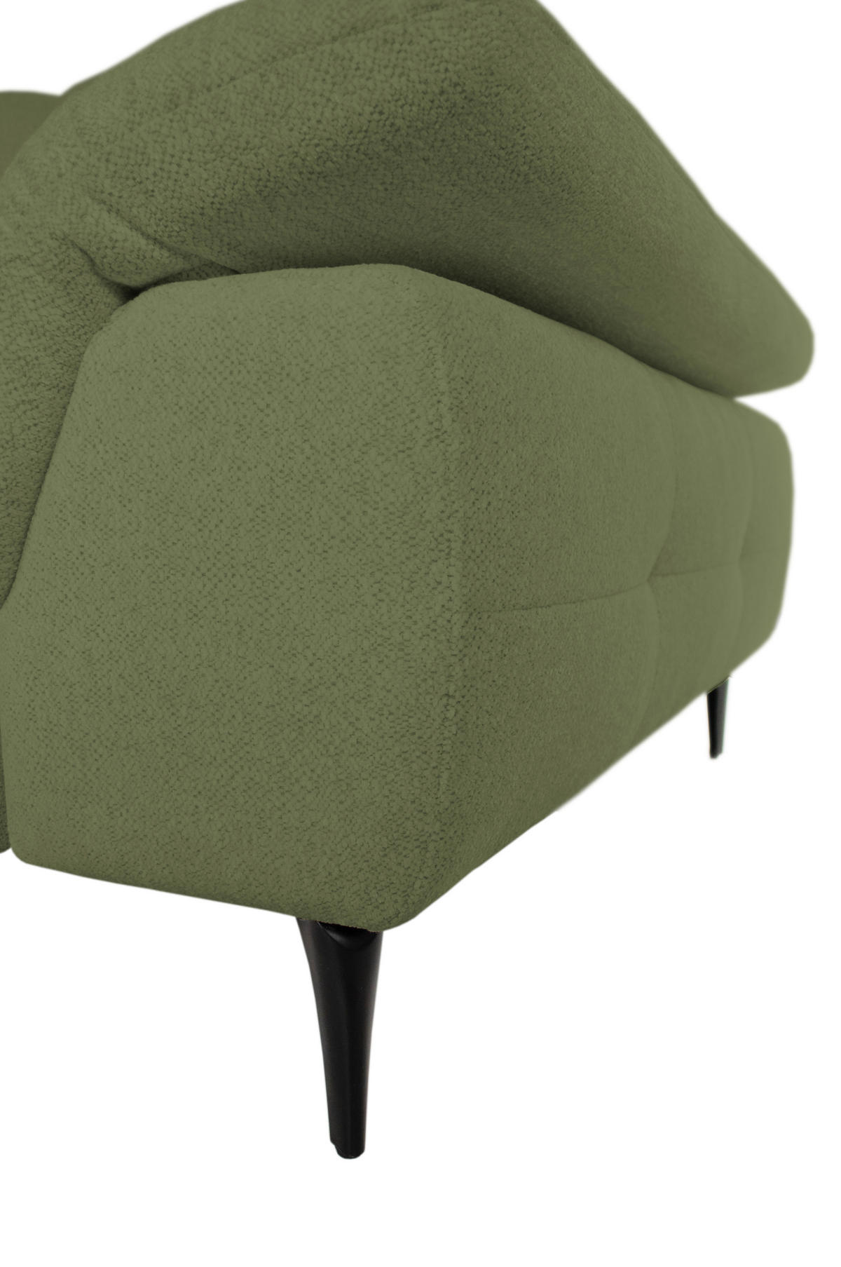 ECKSOFA ALMA in Chenille Grün  191/285 cm  - Schwarz/Grün, Design, Textil/Metall (191/285cm) - Livetastic