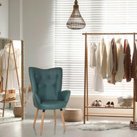 ÖRONLAPPSFÅTÖLJ i velour mintgrön  - mintgrön/bokfärgad, Modern, trä/textil (70/106/75cm) - MID.YOU