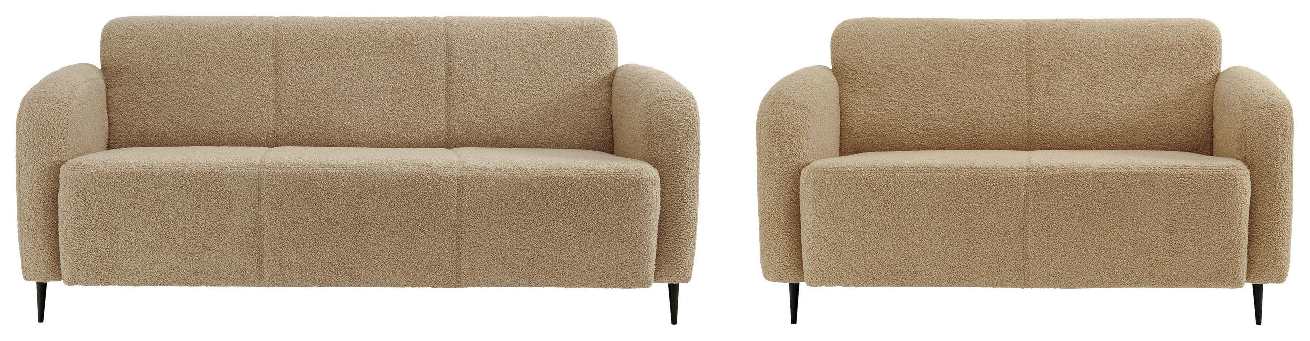 SITZGARNITUR  in Teddystoff Creme  - Creme/Schwarz, MODERN, Textil/Metall (180/76/90cm) - Livetastic