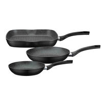 PFANNENSET Gourmet Granit Aluminium 3-teilig  - Schwarz, Basics, Metall - GSW
