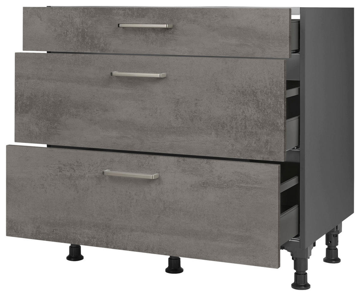 KOCHFELDUMBAUSCHRANK 90/87/56 cm  in Schieferfarben  - Schieferfarben/Edelstahlfarben, MODERN, Holzwerkstoff/Metall (90/87/56cm) - Nobilia