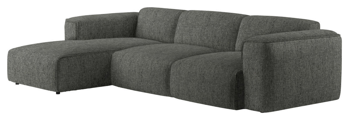 ECKSOFA Dunkelgrün Webstoff Rücken echt  - Dunkelgrün/Schwarz, Design, Kunststoff/Textil (171/290cm) - home24