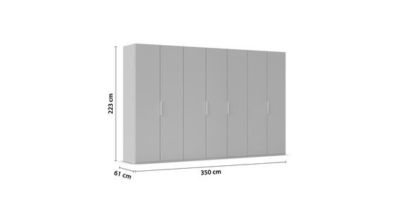 DREHTÜRENSCHRANK 350/223/61 cm,  in Weiß, 7-türig  - Weiß, Basics, Glas/Holzwerkstoff (350/223/61cm) - Novel