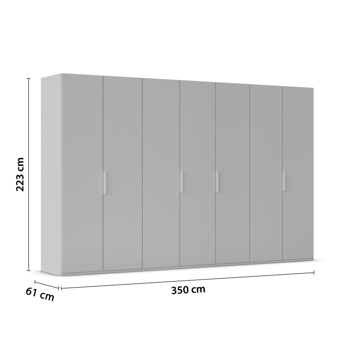 DREHTÜRENSCHRANK 350/235/61 cm,  in Graphitfarben, 7-türig  - Graphitfarben, Basics, Holzwerkstoff/Metall (350/235/61cm) - Novel