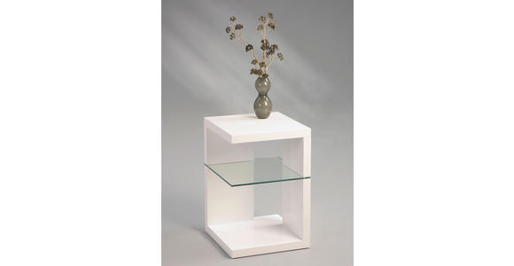 BEISTELLTISCH quadratisch Weiß  - Weiß, Design, Glas/Holzwerkstoff (40/40/60cm) - Xora
