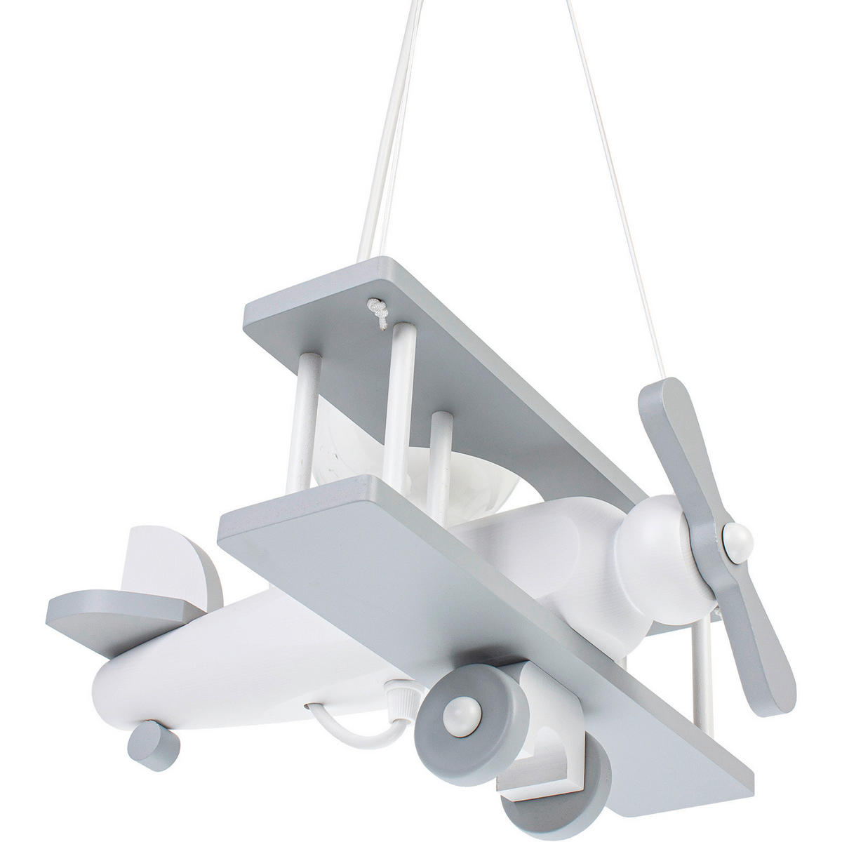 KINDERHÄNGELEUCHTE 29/31/75 cm   - Weiß/Grau, KONVENTIONELL, Holz (29/31/75cm)