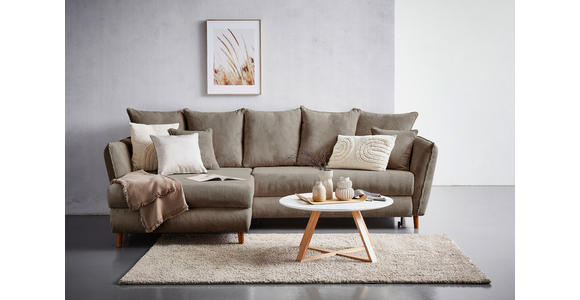 ECKSOFA Taupe Cord  - Taupe/Eichefarben, KONVENTIONELL, Holz/Textil (162/284cm) - Carryhome