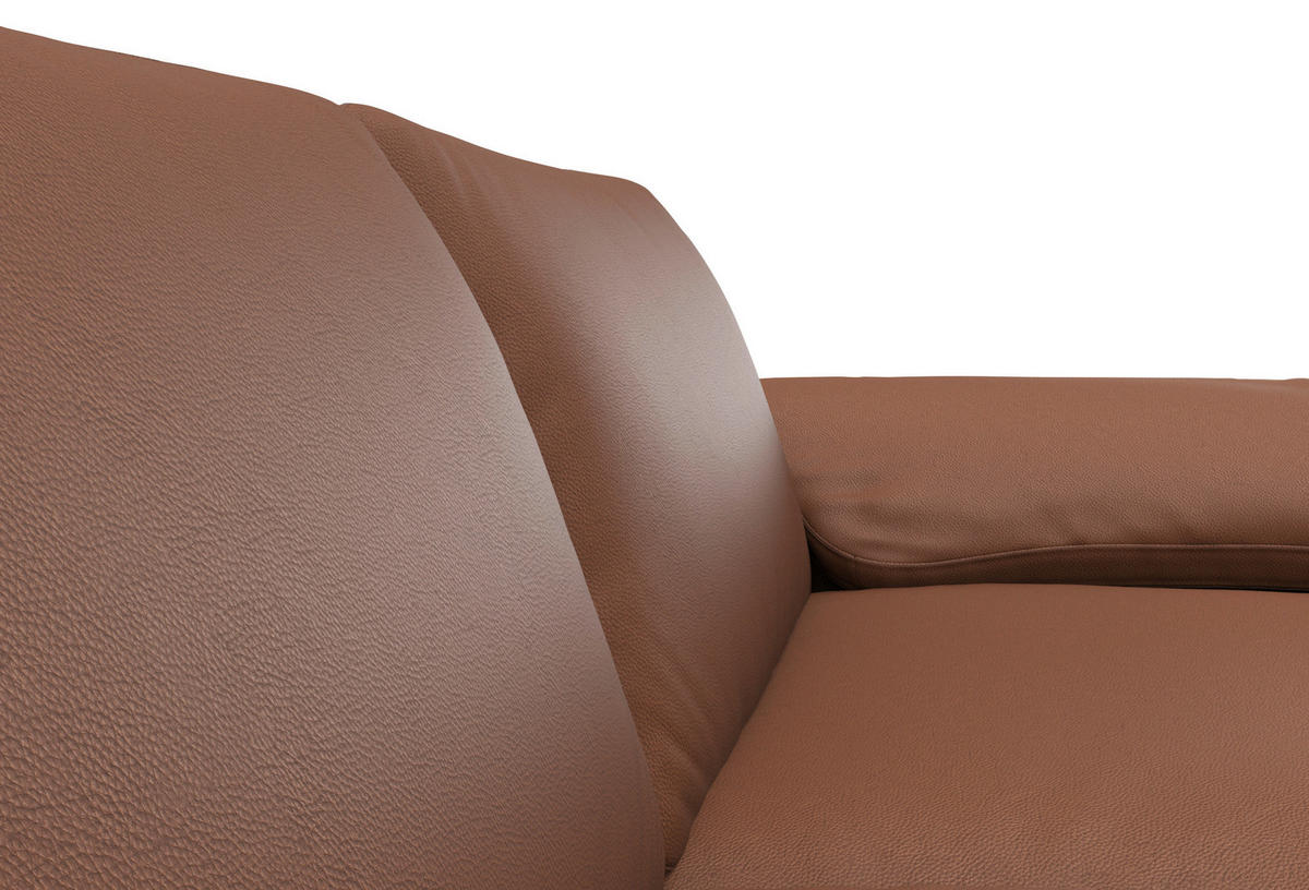 ECKSOFA Kastanienfarben Echtleder  - Kastanienfarben/Schwarz, Design, Leder/Metall (225/247cm) - Livetastic