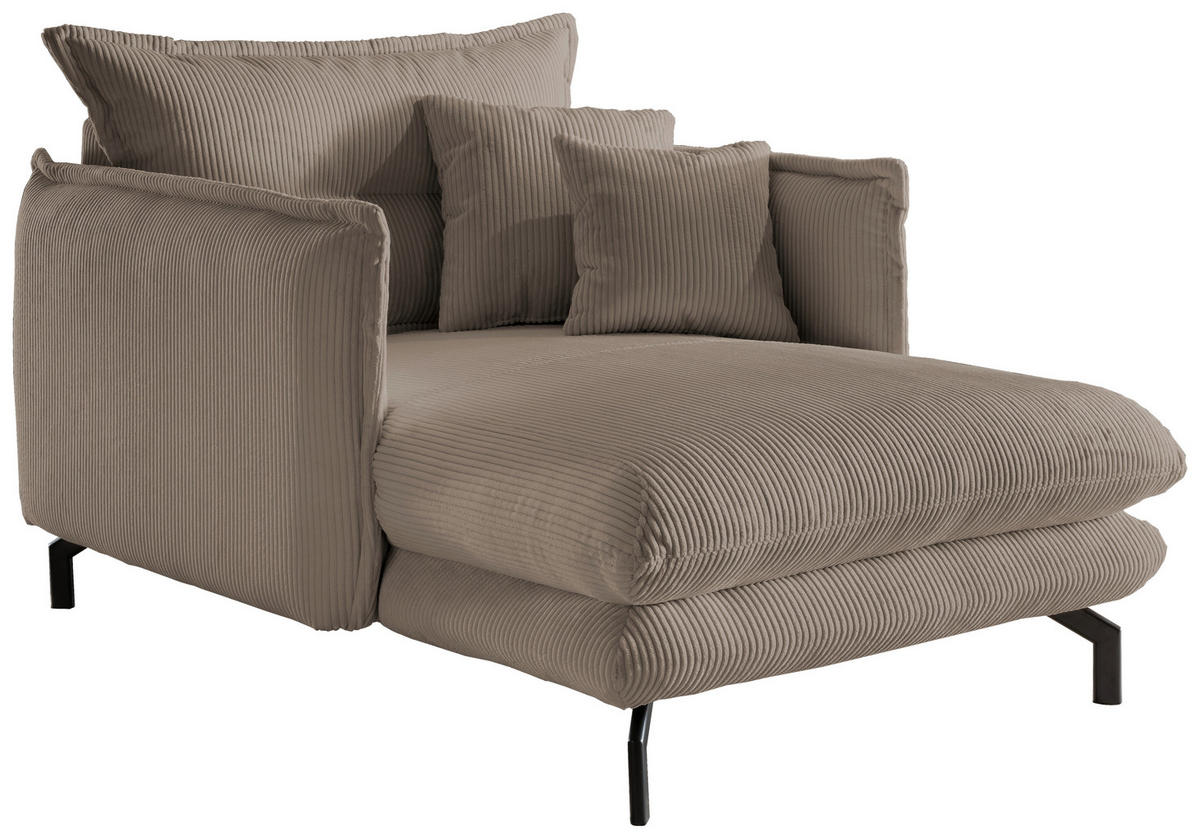 XXL-SESSEL in Cord Graubraun  - Graubraun/Schwarz, Modern, Textil/Metall (111/101/167cm) - Livetastic