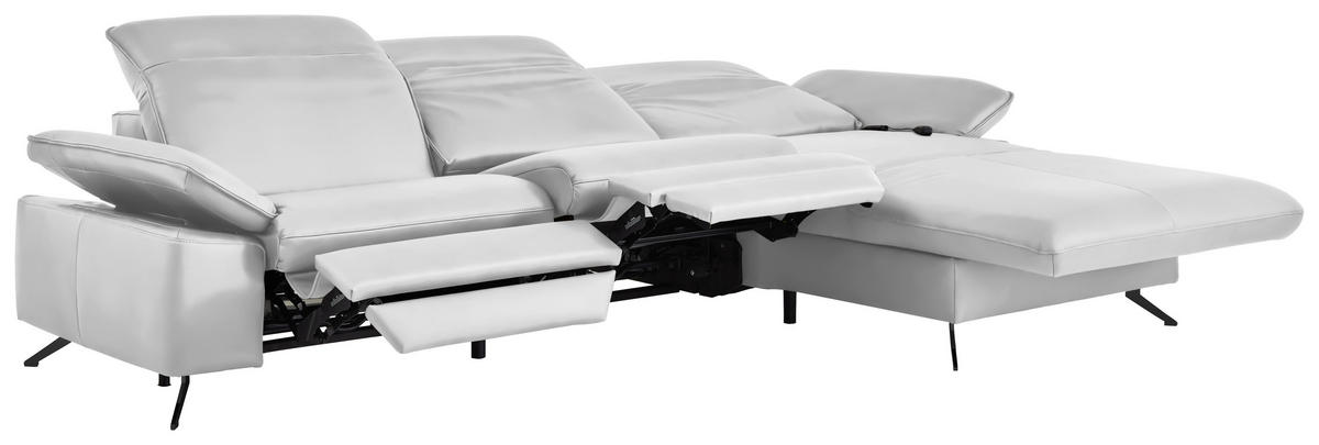 ECKSOFA  Echtleder Weiss  - Weiss/Schwarz, Design, Leder/Metall (307/169cm) - Beldomo Premium