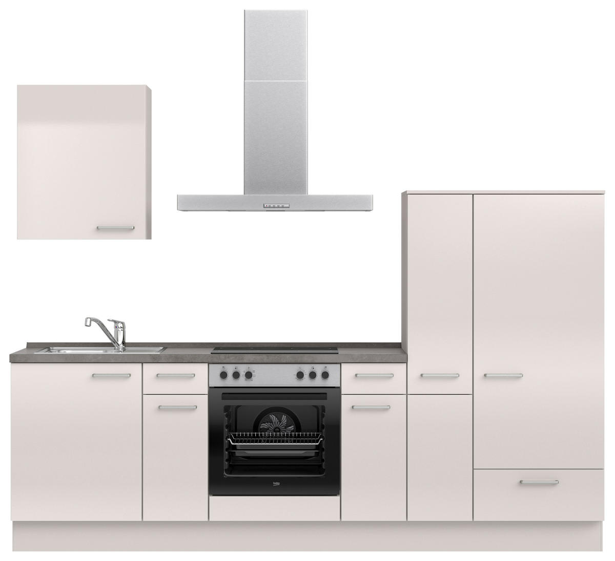 KÜCHENBLOCK Flash 270 cm  in Schieferfarben, Seidengrau  - Schieferfarben/Edelstahlfarben, MODERN, Holzwerkstoff/Metall (270cm) - Nobilia