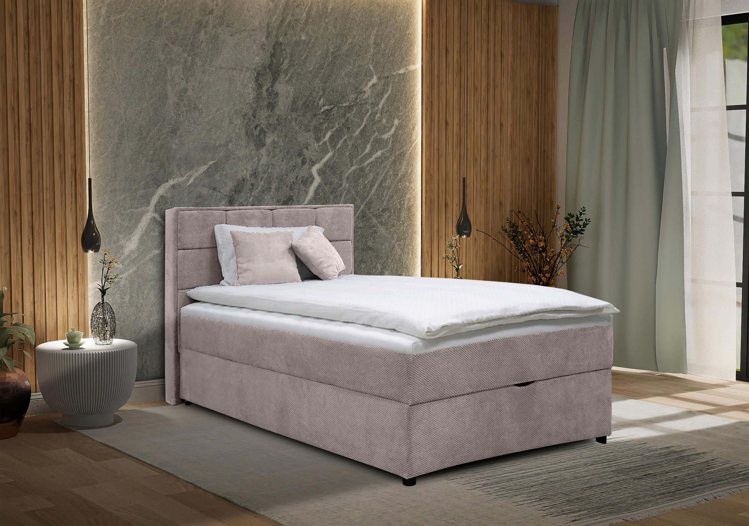 BOXBETT 120/200 cm  in Taupe  - Taupe, MODERN, Holz/Holzwerkstoff (120/200cm) - MID.YOU