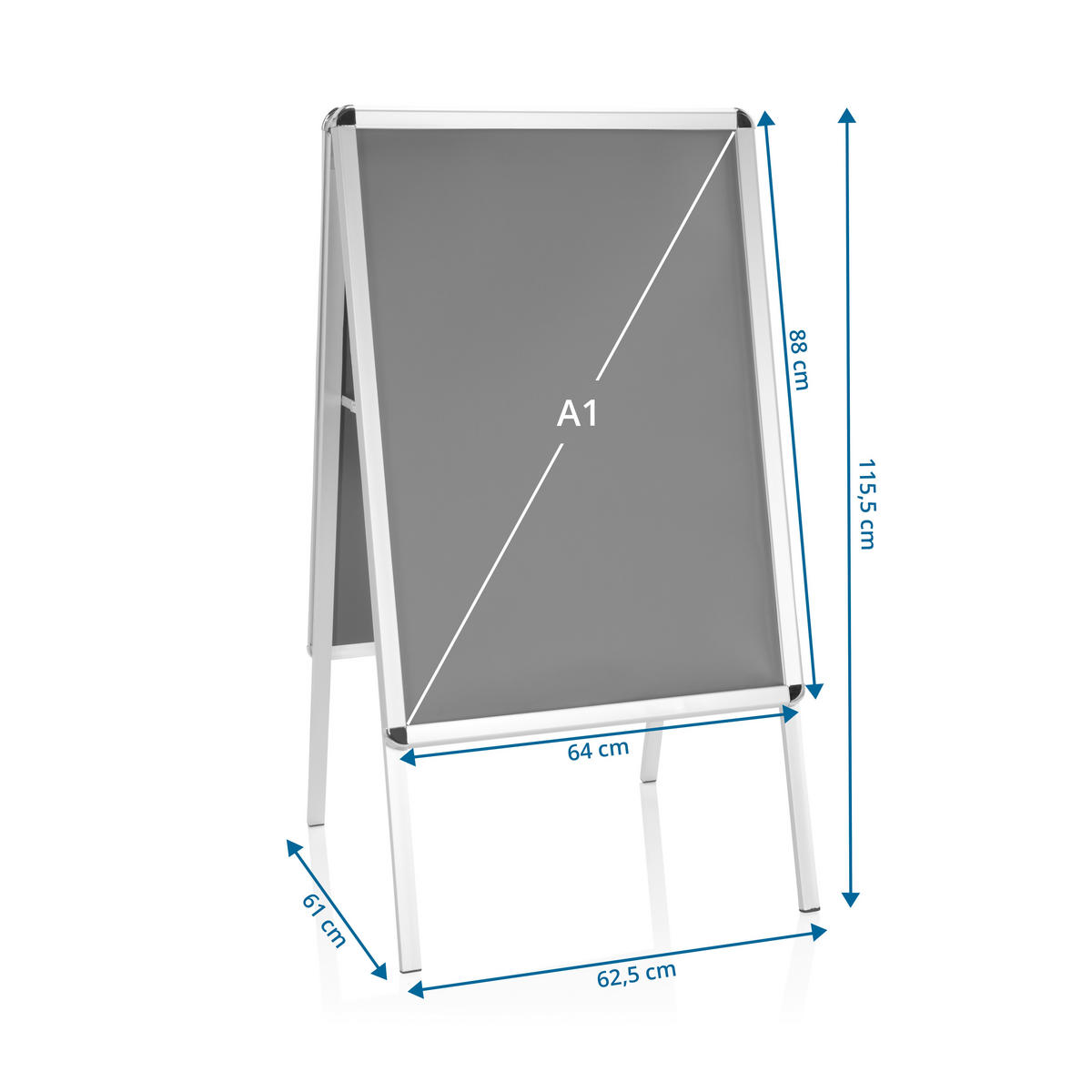 Plakatständer - Silberfarben, Basics, Metall (62,5/115,5/61cm) - MID.YOU
