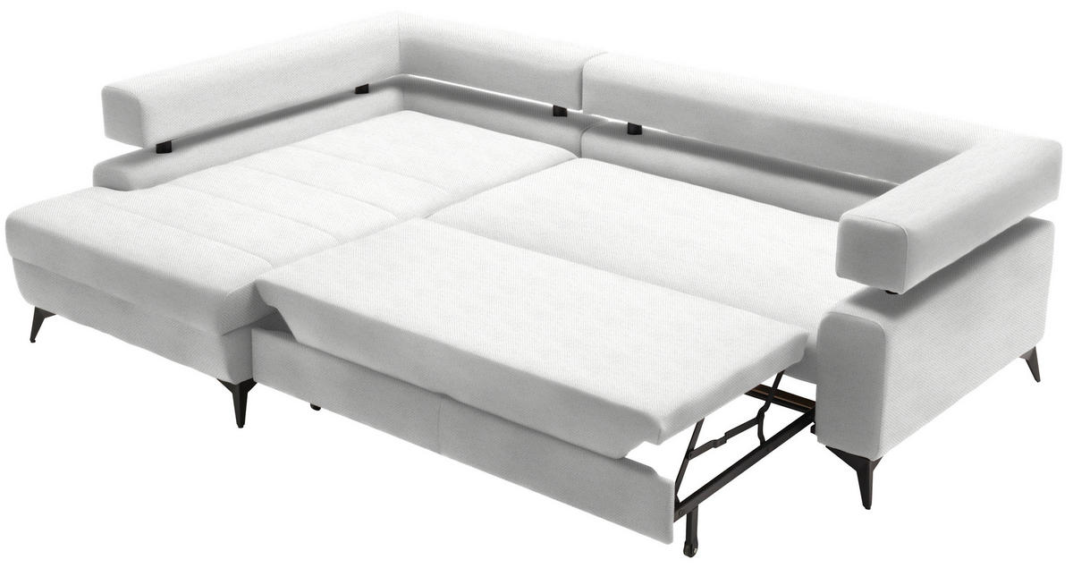 ECKSOFA in Chenille Weiss  - Weiss/Schwarz, Konventionell, Textil/Metall (184/265cm) - Hom`in