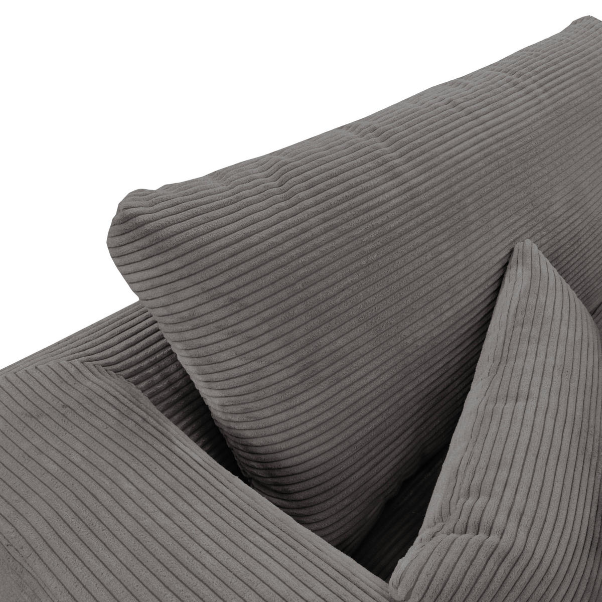ECKSOFA in Cord Grau  - Schwarz/Grau, Design, Textil/Metall (172/313cm) - Livetastic