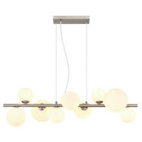 LED-HÄNGLAMPA 87/34,5/120 cm  - opal/nickelfärgad, Klassisk, metall/glas (87/34,5/120cm) - Globo