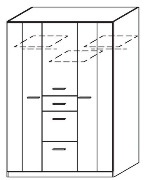 DREHTÜRENSCHRANK 3-türig Weiß - Alufarben/Weiß, MODERN, Holzwerkstoff/Kunststoff (136/197/54cm) - MID.YOU
