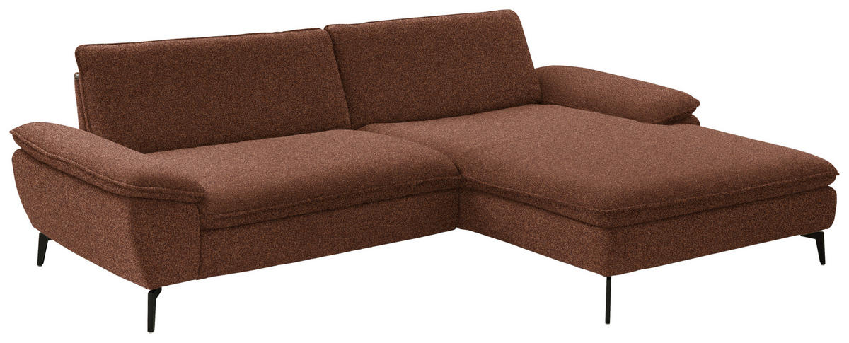 ECKSOFA in Webstoff Rostfarben  - Rostfarben/Schwarz, Design, Textil/Metall (295/197cm) - Valdera