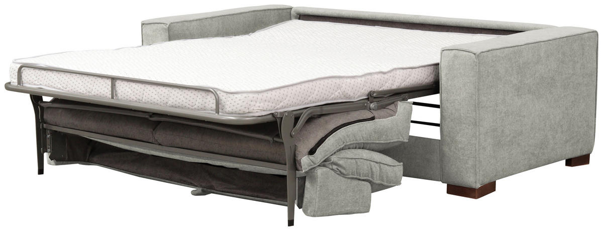 SCHLAFSOFA in Webstoff Hellgrau  - Dunkelbraun/Hellgrau, Design, Holz/Textil (203/85/99cm) - MID.YOU