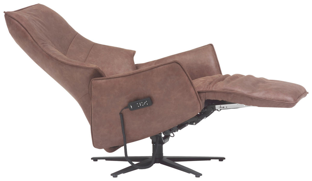 RELAXSESSEL Lederlook Kopfteilverstellung, Fußteilverstellung    - Anthrazit/Braun, Design, Textil/Metall (74/113/84cm) - Himolla