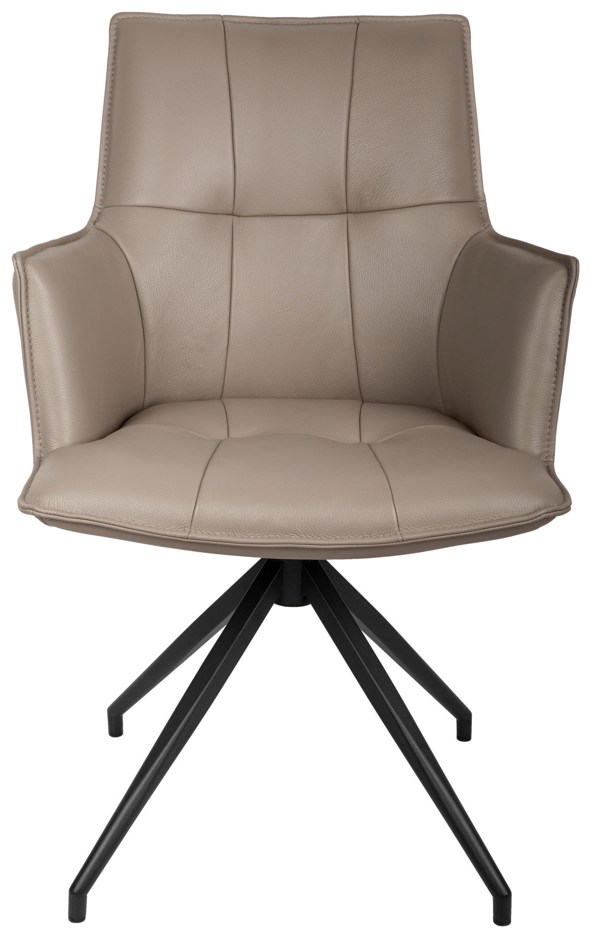 ARMLEHNSTUHL  in Eisen Echtleder pigmentiert  - Taupe/Schwarz, Design, Leder/Metall (60/89,5/63cm) - Novel