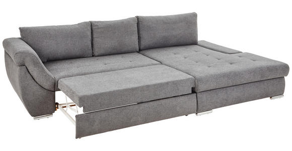 ECKSOFA Grau Flachgewebe  - Silberfarben/Grau, Design, Textil/Metall (306/174cm) - Carryhome