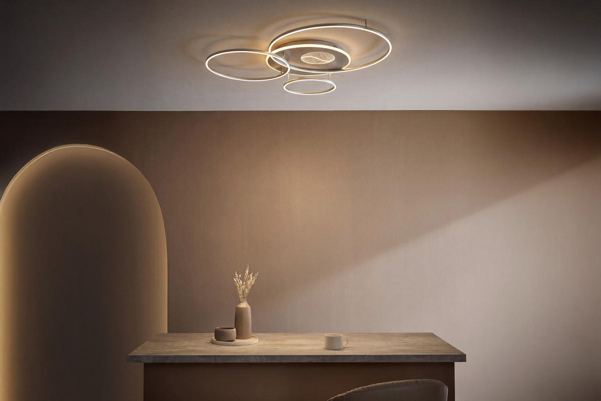 LED-DECKENLEUCHTE Invertina 126,4/105,3/13 cm   - Silberfarben/Weiß, Design, Kunststoff/Metall (126,4/105,3/13cm) - Globo