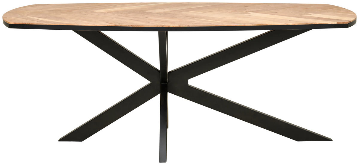 ESSTISCH in Holz, Metall  - Schwarz/Akaziefarben, MODERN, Holz/Metall (200/76/100cm) - Livetastic