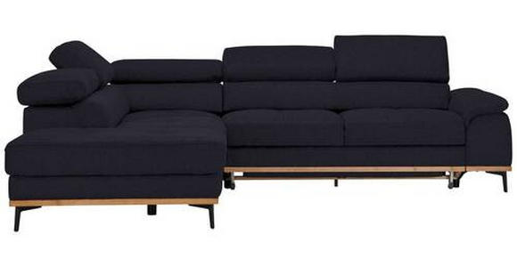 ECKSOFA Schwarz Webstoff  - Schwarz, Natur, Holz/Textil (226/282cm) - Novel