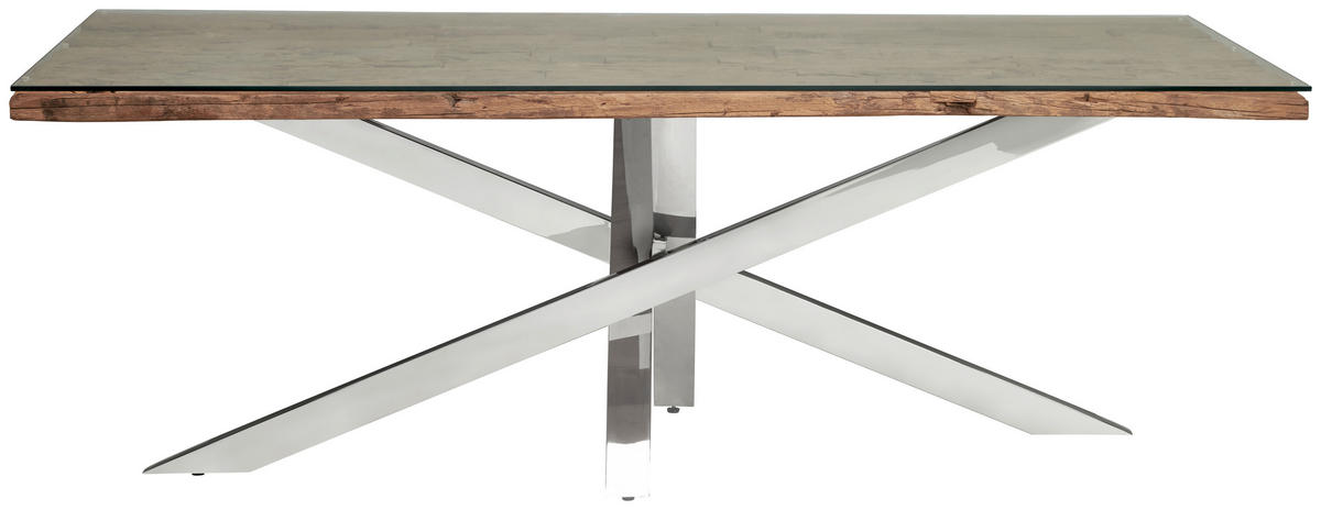 ESSTISCH in Holz, Metall, Glas 220/100/76 cm   - Naturfarben, Lifestyle, Glas/Holz (220/100/76cm) - Livetastic