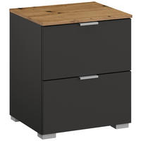NACHTTISCH 40/49/42 cm  in Graphitfarben, Eiche Artisan  - Alufarben/Graphitfarben, Trend, Holzwerkstoff/Metall (40/49/42cm) - Stylife