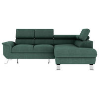 ECKSOFA in Struktur Dunkelgrün  - Dunkelgrün/Silberfarben, Konventionell, Textil/Metall (268/207cm) - MID.YOU