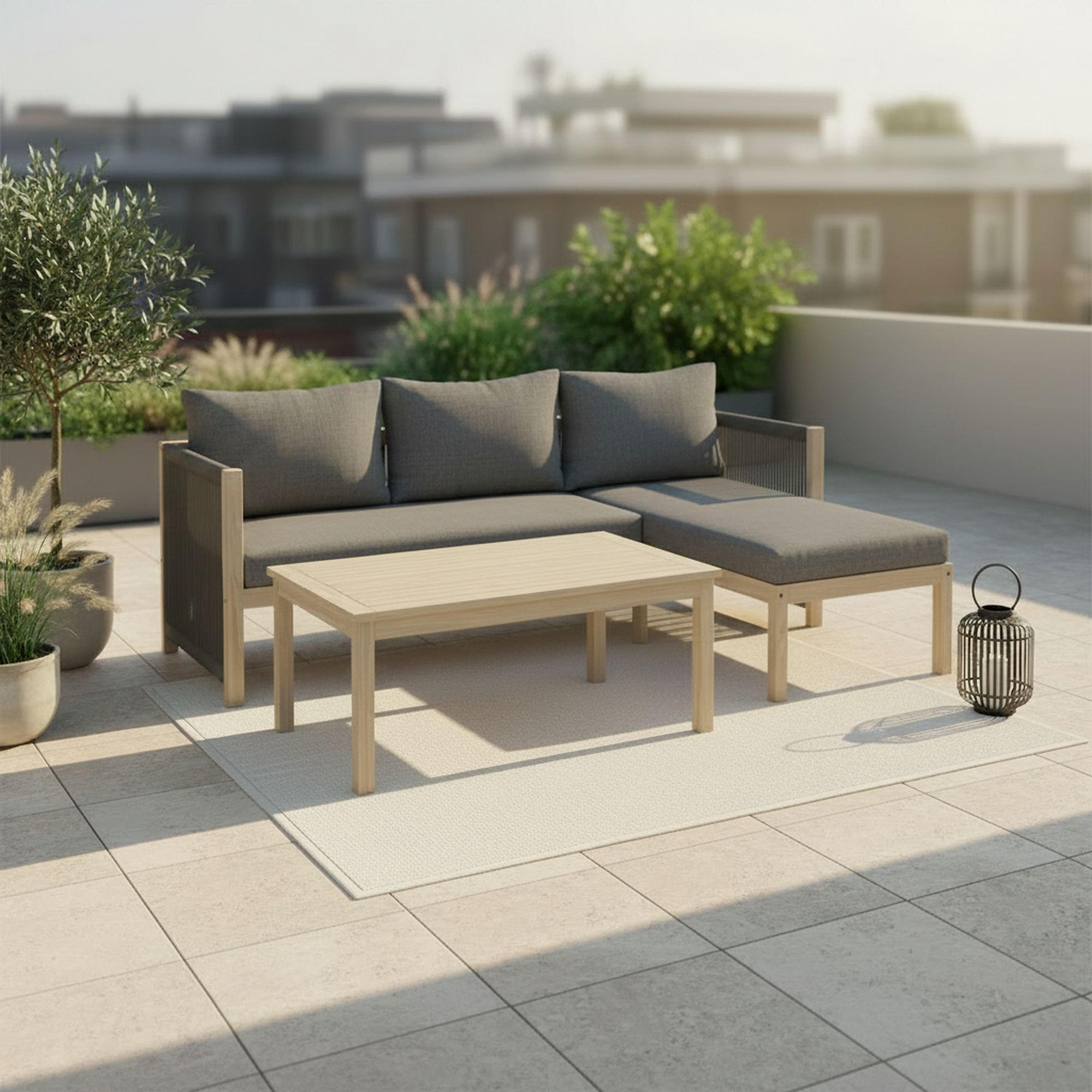 Ambia Garden TERASOVÁ SEDACÍ SOUPRAVA 3dílné, dřevo, plast