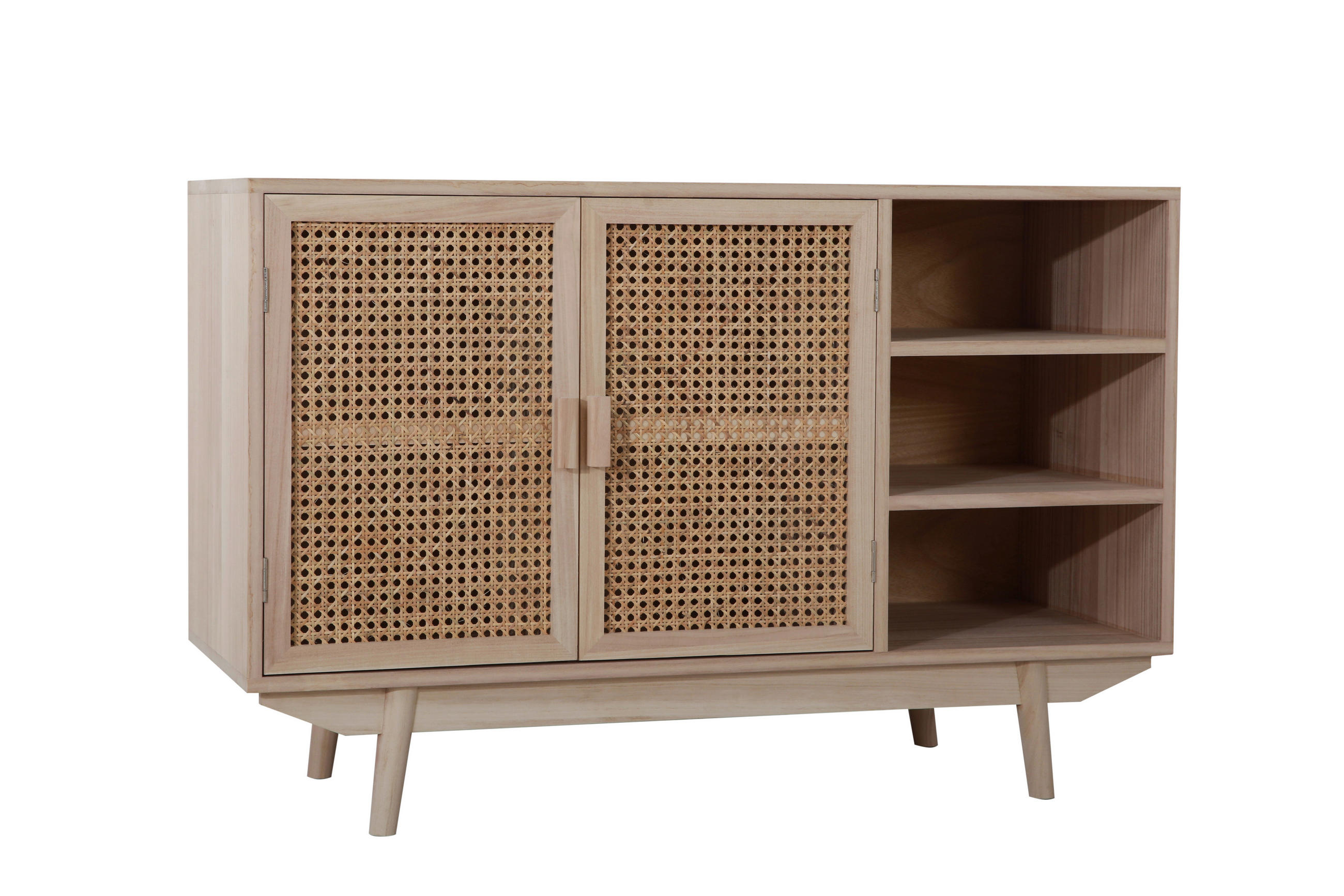 E-shop Livetastic ŠIROKÁ KOMODA, paulovnia, ratan, prírodná farba, 100/65/36 cm